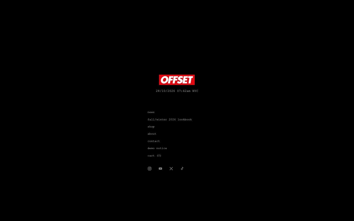OFFSET, home page on a desktop