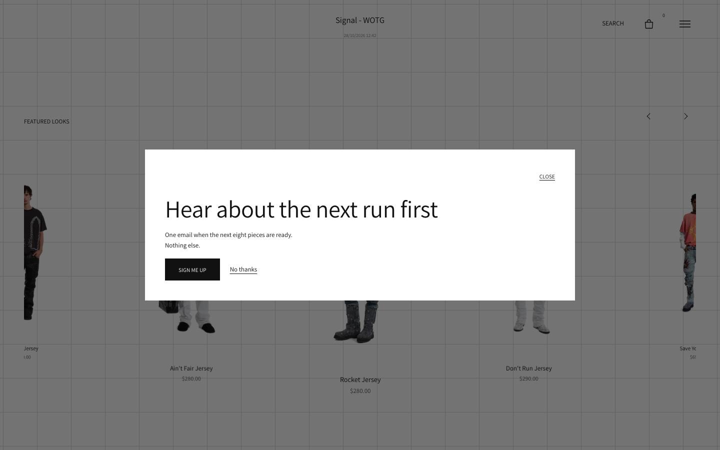 Signal, home page on a desktop