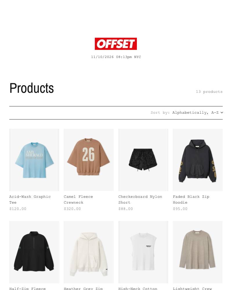 OFFSET, a demo store built with the GRID theme, catalogue