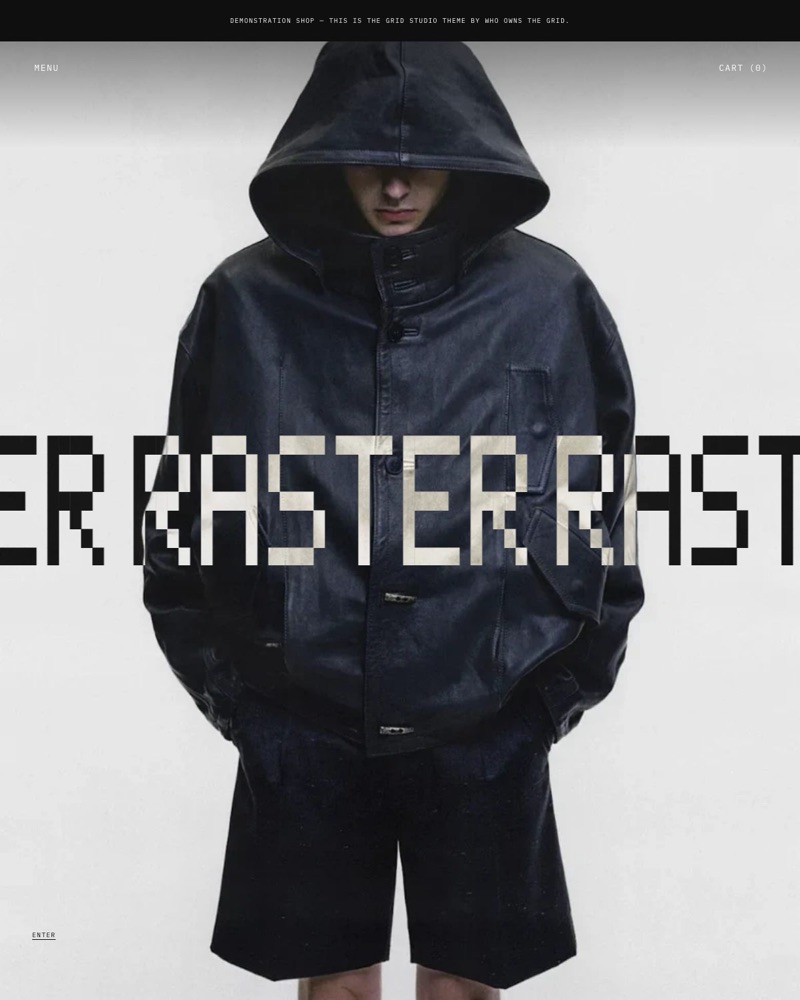 RASTER, a demo store built with GRID STUDIO